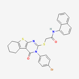 molecular formula C28H22BrN3O2S2 B15083624 2-((3-(4-Bromophenyl)-4-oxo-3,4,5,6,7,8-hexahydrobenzo[4,5]thieno[2,3-d]pyrimidin-2-yl)thio)-N-(naphthalen-1-yl)acetamide CAS No. 618880-56-1