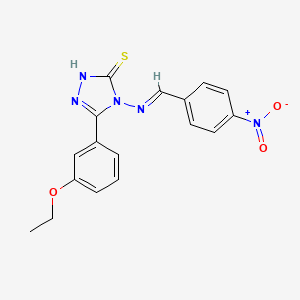 molecular formula C17H15N5O3S B15083798 5-(3-Ethoxyphenyl)-4-((4-nitrobenzylidene)amino)-4H-1,2,4-triazole-3-thiol CAS No. 613249-75-5