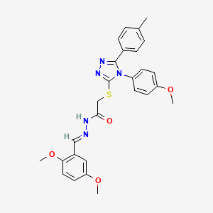 molecular formula C27H27N5O4S B15083928 N'-[(E)-(2,5-dimethoxyphenyl)methylidene]-2-{[4-(4-methoxyphenyl)-5-(4-methylphenyl)-4H-1,2,4-triazol-3-yl]sulfanyl}acetohydrazide 