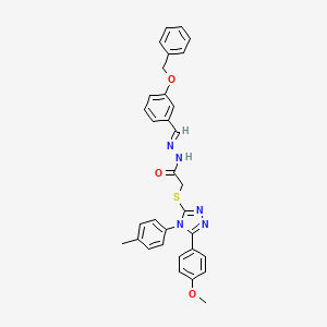 molecular formula C32H29N5O3S B15084162 N'-{(E)-[3-(benzyloxy)phenyl]methylidene}-2-{[5-(4-methoxyphenyl)-4-(4-methylphenyl)-4H-1,2,4-triazol-3-yl]sulfanyl}acetohydrazide 