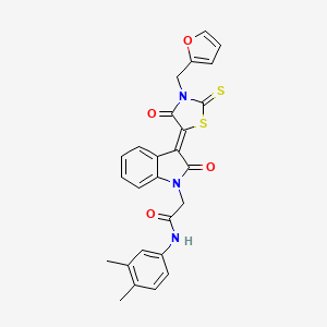 molecular formula C26H21N3O4S2 B15084173 N-(3,4-dimethylphenyl)-2-{(3Z)-3-[3-(2-furylmethyl)-4-oxo-2-thioxo-1,3-thiazolidin-5-ylidene]-2-oxo-2,3-dihydro-1H-indol-1-yl}acetamide 