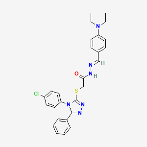 molecular formula C27H27ClN6OS B15084253 2-{[4-(4-chlorophenyl)-5-phenyl-4H-1,2,4-triazol-3-yl]sulfanyl}-N'-{(E)-[4-(diethylamino)phenyl]methylidene}acetohydrazide 
