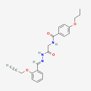 molecular formula C22H23N3O4 B15084426 N-(2-Oxo-2-(2-(2-(2-propynyloxy)benzylidene)hydrazino)ethyl)-4-propoxybenzamide CAS No. 769149-32-8