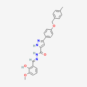 molecular formula C26H24N4O4 B15084444 N'-[(E)-(2-hydroxy-3-methoxyphenyl)methylidene]-3-{4-[(4-methylbenzyl)oxy]phenyl}-1H-pyrazole-5-carbohydrazide 