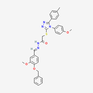 molecular formula C33H31N5O4S B15084559 N'-{(E)-[4-(benzyloxy)-3-methoxyphenyl]methylidene}-2-{[4-(4-methoxyphenyl)-5-(4-methylphenyl)-4H-1,2,4-triazol-3-yl]sulfanyl}acetohydrazide 