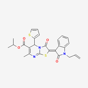 molecular formula C26H23N3O4S2 B15084804 Isopropyl 2-(1-allyl-2-oxoindolin-3-ylidene)-7-methyl-3-oxo-5-(thiophen-2-yl)-3,5-dihydro-2H-thiazolo[3,2-a]pyrimidine-6-carboxylate CAS No. 618077-80-8