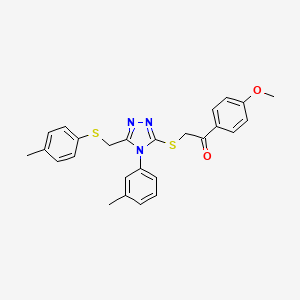 molecular formula C26H25N3O2S2 B15084815 1-(4-Methoxyphenyl)-2-((4-(m-tolyl)-5-((p-tolylthio)methyl)-4H-1,2,4-triazol-3-yl)thio)ethanone CAS No. 540498-29-1