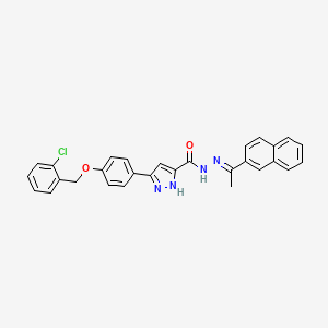 molecular formula C29H23ClN4O2 B15084890 3-{4-[(2-Chlorobenzyl)oxy]phenyl}-N'-[(E)-1-(2-naphthyl)ethylidene]-1H-pyrazole-5-carbohydrazide 