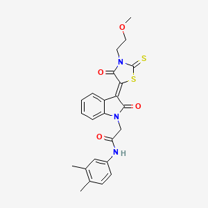 molecular formula C24H23N3O4S2 B15084891 N-(3,4-dimethylphenyl)-2-{(3Z)-3-[3-(2-methoxyethyl)-4-oxo-2-thioxo-1,3-thiazolidin-5-ylidene]-2-oxo-2,3-dihydro-1H-indol-1-yl}acetamide 