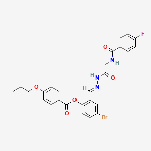 molecular formula C26H23BrFN3O5 B15085001 4-BR-2-(2-(((4-Fluorobenzoyl)amino)AC)carbohydrazonoyl)phenyl 4-propoxybenzoate CAS No. 765912-91-2