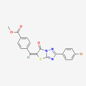 molecular formula C19H12BrN3O3S B15085075 methyl 4-[(E)-(2-(4-bromophenyl)-6-oxo[1,3]thiazolo[3,2-b][1,2,4]triazol-5(6H)-ylidene)methyl]benzoate 