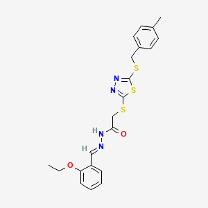 molecular formula C21H22N4O2S3 B15085576 N'-[(E)-(2-ethoxyphenyl)methylidene]-2-({5-[(4-methylbenzyl)sulfanyl]-1,3,4-thiadiazol-2-yl}sulfanyl)acetohydrazide 