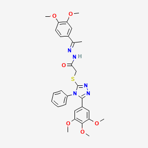 molecular formula C29H31N5O6S B15085664 N'-[(E)-1-(3,4-Dimethoxyphenyl)ethylidene]-2-{[4-phenyl-5-(3,4,5-trimethoxyphenyl)-4H-1,2,4-triazol-3-YL]sulfanyl}acetohydrazide 