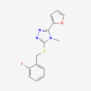 molecular formula C14H12FN3OS B15085923 2-Fluorobenzyl 5-(2-furyl)-4-methyl-4H-1,2,4-triazol-3-YL sulfide CAS No. 498551-14-7