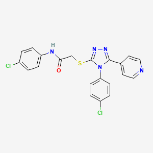molecular formula C21H15Cl2N5OS B15086289 N-(4-chlorophenyl)-2-{[4-(4-chlorophenyl)-5-(pyridin-4-yl)-4H-1,2,4-triazol-3-yl]sulfanyl}acetamide 