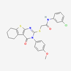 molecular formula C25H22ClN3O3S2 B15086412 N-(3-chlorophenyl)-2-{[3-(4-methoxyphenyl)-4-oxo-3,4,5,6,7,8-hexahydro[1]benzothieno[2,3-d]pyrimidin-2-yl]sulfanyl}acetamide CAS No. 477330-67-9