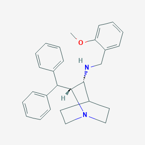molecular formula C28H32N2O B150903 (2R,3R)-2-benzhydryl-N-[(2-methoxyphenyl)methyl]-1-azabicyclo[2.2.2]octan-3-amine CAS No. 135095-42-0