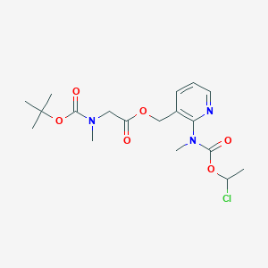 molecular formula C18H26ClN3O6 B150907 (2-(((1-Chloroethoxy)carbonyl)(methyl)amino)pyridin-3-yl)methyl 2-((tert-butoxycarbonyl)(methyl)amino)acetate CAS No. 338990-31-1