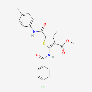 molecular formula C22H19ClN2O4S B15090747 Methyl 2-(4-chlorobenzamido)-4-methyl-5-(p-tolylcarbamoyl)thiophene-3-carboxylate 