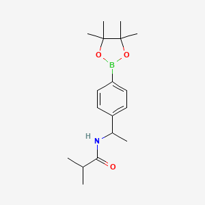 molecular formula C18H28BNO3 B15092146 N-{1-[4-(4,4,5,5-Tetramethyl-[1,3,2]dioxaborolan-2-yl)-phenyl]-ethyl}-isobutyramide 