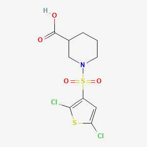 molecular formula C10H11Cl2NO4S2 B15092732 1-[(2,5-Dichlorothien-3-yl)sulfonyl]piperidine-3-carboxylic acid 