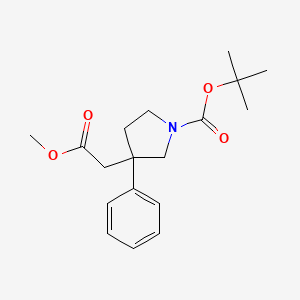 molecular formula C18H25NO4 B15095213 Tert-butyl 3-(2-methoxy-2-oxoethyl)-3-phenylpyrrolidine-1-carboxylate 