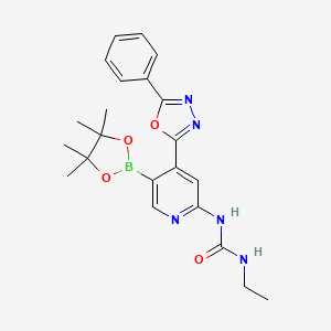 molecular formula C22H26BN5O4 B1509527 1-Ethyl-3-(4-(5-phenyl-1,3,4-oxadiazol-2-yl)-5-(4,4,5,5-tetramethyl-1,3,2-dioxaborolan-2-yl)pyridin-2-yl)urea 