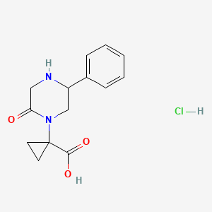 molecular formula C14H17ClN2O3 B1509530 1-(2-Oxo-5-phenylpiperazin-1-yl)cyclopropanecarboxylic acid hydrochloride 