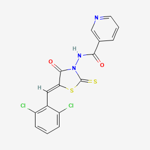 molecular formula C16H9Cl2N3O2S2 B15095475 N-[(5Z)-5-(2,6-dichlorobenzylidene)-4-oxo-2-thioxo-1,3-thiazolidin-3-yl]pyridine-3-carboxamide 