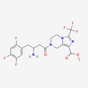 molecular formula C19H18F6N4O3 B1509574 (R)-7-[3-Amino-4-(2,4,5-trifluoro-phenyl)-butyryl]-3-trifluoromethyl-5,6,7,8-tetrahydro-imidazo[1,5-a]pyrazine-1-carboxylic acid methyl ester 