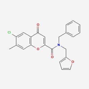 molecular formula C23H18ClNO4 B15096317 N-benzyl-6-chloro-N-(furan-2-ylmethyl)-7-methyl-4-oxo-4H-chromene-2-carboxamide 