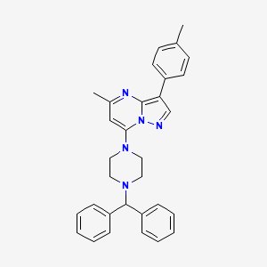 molecular formula C31H31N5 B15096950 1-(Diphenylmethyl)-4-[5-methyl-3-(4-methylphenyl)pyrazolo[1,5-a]pyrimidin-7-yl]piperazine 