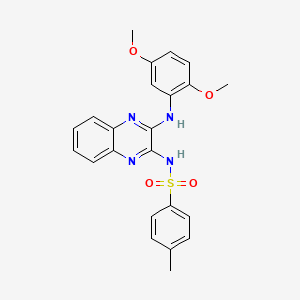 molecular formula C23H22N4O4S B15097062 N-[3-(2,5-dimethoxyanilino)quinoxalin-2-yl]-4-methylbenzenesulfonamide 