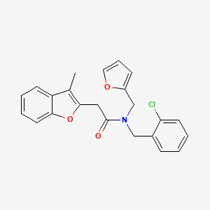 molecular formula C23H20ClNO3 B15097112 N-(2-chlorobenzyl)-N-(furan-2-ylmethyl)-2-(3-methyl-1-benzofuran-2-yl)acetamide 