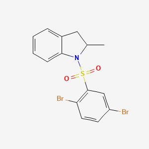 molecular formula C15H13Br2NO2S B15097577 1,4-Dibromo-2-[(2-methylindolinyl)sulfonyl]benzene 