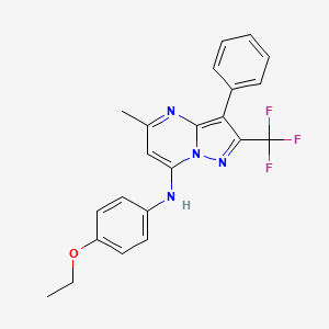 molecular formula C22H19F3N4O B15098201 N-(4-ethoxyphenyl)-5-methyl-3-phenyl-2-(trifluoromethyl)pyrazolo[1,5-a]pyrimidin-7-amine 