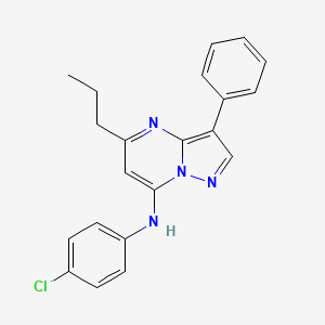 molecular formula C21H19ClN4 B15098264 N-(4-chlorophenyl)-3-phenyl-5-propylpyrazolo[1,5-a]pyrimidin-7-amine CAS No. 890626-52-5