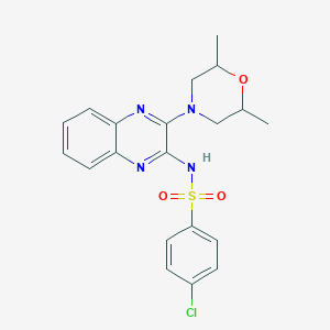 molecular formula C20H21ClN4O3S B15098289 4-chloro-N-[3-(2,6-dimethylmorpholin-4-yl)quinoxalin-2-yl]benzene-1-sulfonamide 