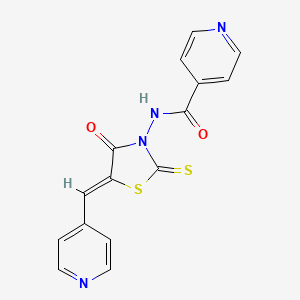 molecular formula C15H10N4O2S2 B15098609 N-[(5Z)-4-oxo-5-(pyridin-4-ylmethylidene)-2-thioxo-1,3-thiazolidin-3-yl]pyridine-4-carboxamide 