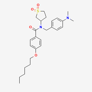 molecular formula C26H36N2O4S B15099220 N-[4-(dimethylamino)benzyl]-N-(1,1-dioxidotetrahydrothiophen-3-yl)-4-(hexyloxy)benzamide 