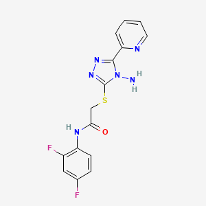 molecular formula C15H12F2N6OS B15100714 2-[(4-amino-5-pyridin-2-yl-1,2,4-triazol-3-yl)sulfanyl]-N-(2,4-difluorophenyl)acetamide 