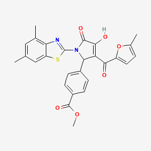 molecular formula C27H22N2O6S B15100869 methyl 4-{(3E)-1-(4,6-dimethyl-1,3-benzothiazol-2-yl)-3-[hydroxy(5-methylfuran-2-yl)methylidene]-4,5-dioxopyrrolidin-2-yl}benzoate 