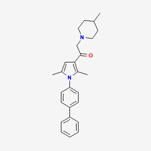 molecular formula C26H30N2O B15101056 1-[1-(biphenyl-4-yl)-2,5-dimethyl-1H-pyrrol-3-yl]-2-(4-methylpiperidin-1-yl)ethanone 