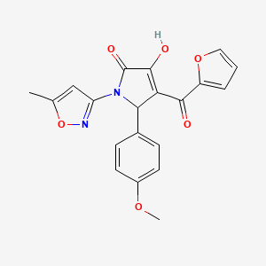molecular formula C20H16N2O6 B15101577 (4E)-4-[furan-2-yl(hydroxy)methylidene]-5-(4-methoxyphenyl)-1-(5-methyl-1,2-oxazol-3-yl)pyrrolidine-2,3-dione 