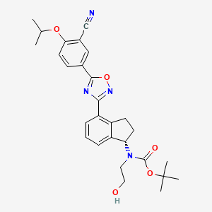 molecular formula C28H32N4O5 B1510173 (S)-tert-Butyl (4-(5-(3-cyano-4-isopropoxyphenyl)-1,2,4-oxadiazol-3-yl)-2,3-dihydro-1H-inden-1-yl)(2-hydroxyethyl)carbamate 