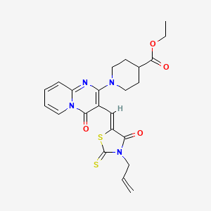 molecular formula C23H24N4O4S2 B15102302 ethyl 1-(4-oxo-3-{(Z)-[4-oxo-3-(prop-2-en-1-yl)-2-thioxo-1,3-thiazolidin-5-ylidene]methyl}-4H-pyrido[1,2-a]pyrimidin-2-yl)piperidine-4-carboxylate 
