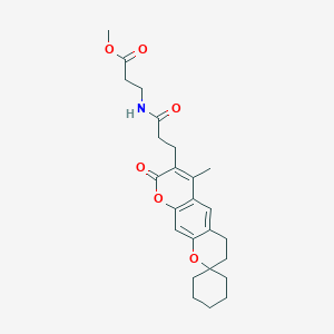 molecular formula C25H31NO6 B15102307 methyl N-[3-(6'-methyl-8'-oxo-3',4'-dihydro-8'H-spiro[cyclohexane-1,2'-pyrano[3,2-g]chromen]-7'-yl)propanoyl]-beta-alaninate 