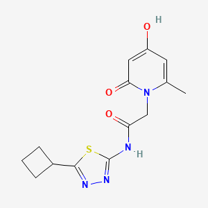 molecular formula C14H16N4O3S B15102495 N-(5-cyclobutyl-1,3,4-thiadiazol-2-yl)-2-(4-hydroxy-6-methyl-2-oxopyridin-1(2H)-yl)acetamide 