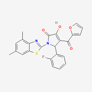 molecular formula C24H17FN2O4S B15102810 (4E)-1-(4,6-dimethyl-1,3-benzothiazol-2-yl)-5-(2-fluorophenyl)-4-[furan-2-yl(hydroxy)methylidene]pyrrolidine-2,3-dione 
