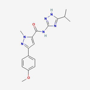 molecular formula C17H20N6O2 B15102925 3-(4-methoxyphenyl)-1-methyl-N-[3-(propan-2-yl)-1H-1,2,4-triazol-5-yl]-1H-pyrazole-5-carboxamide 